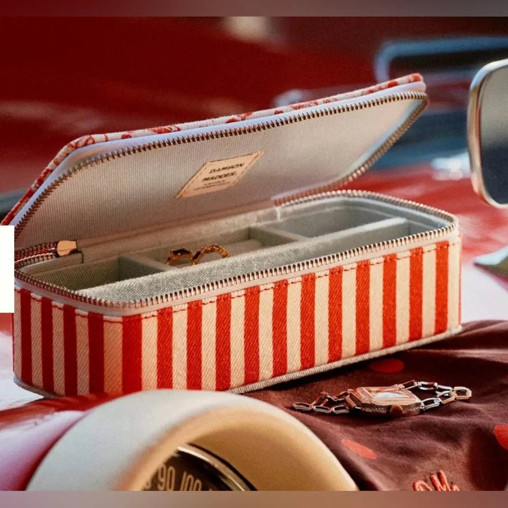 Damson Madder Striped Fabric Jewelry Box